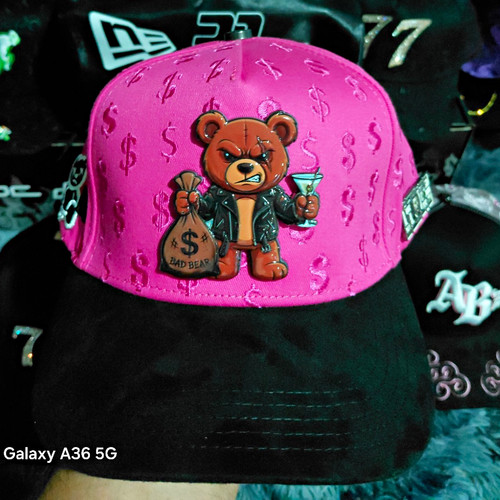 Pink black embroidered money - pink/black,